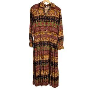 Vintage Sharon Young Boho Maxi Dress | Paisley Floral Print | Size 4